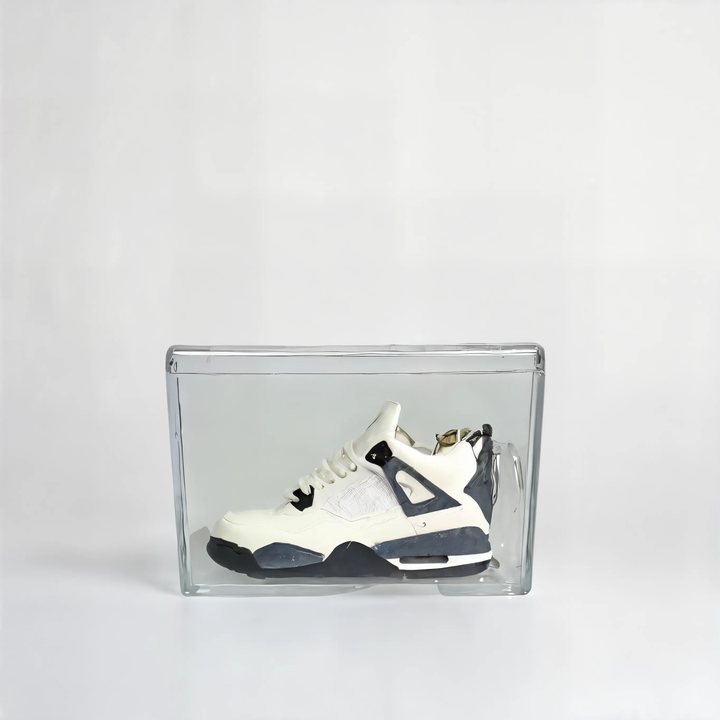 Single MiniSneakers White Cement - Glass Box View